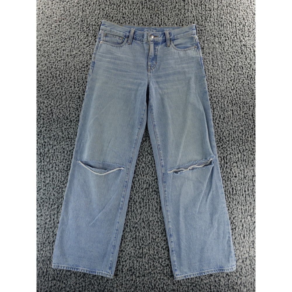 J. Crew Re 84 IDG Low Rise Light Wash Wide Leg Distressed Knee Women's Size 26